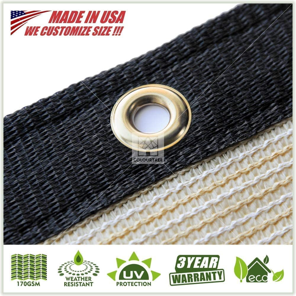 ColourTree 5' x 10' Beige Fence Privacy Screen Windscreen Cover Shade Fabric Cloth, 90% Visibility Blockage, with Grommets, Heavy Duty Commercial Grade, Zip Ties Included - (We Make Custom Size)