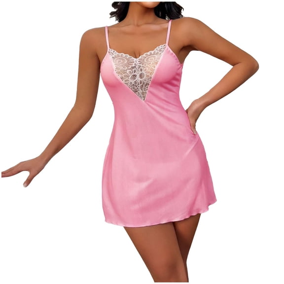 Levmjia Womens Nightgown Lace Sling Sleepdress Solid Color Camisole Sleepwear Comfortable Breathable Home Sleep Underwear Pajamas sDaily Wear
