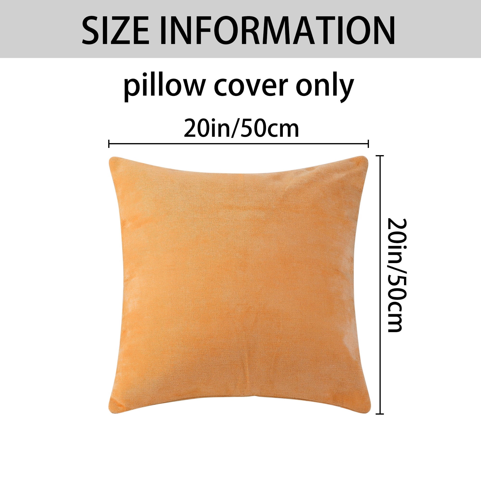 Unique Bargains Solid Chenille Throw Pillow Covers Set of 4 Decorative Pillow Covers Orange/Navy Blue 20" x 20"
