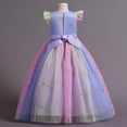 thumbnail image 4 of IDOPIP Girls Long Communion Princess Lace Dresses Flower Bridesmaid Pageant Party Wedding Floor Length Dance Evening Formal Gowns 11-12 Years Rainbow Purple, 4 of 7