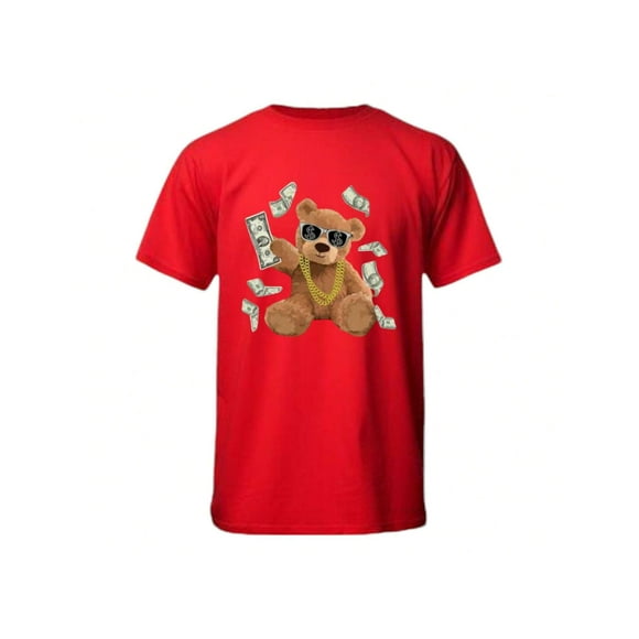 Playera De Oso Millonario Dinero Dolares Billetes Ropa Para Hombre Color Rojo Talla Chica Marca Emil SaEs