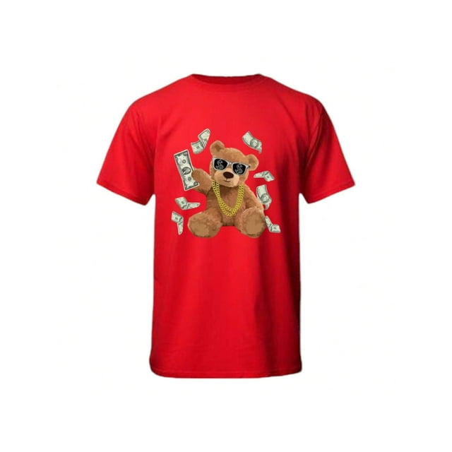 Playera De Oso Millonario Dinero Dolares Billetes Ropa Para Hombre Color Rojo Talla Mediana Marca Emil SaEs