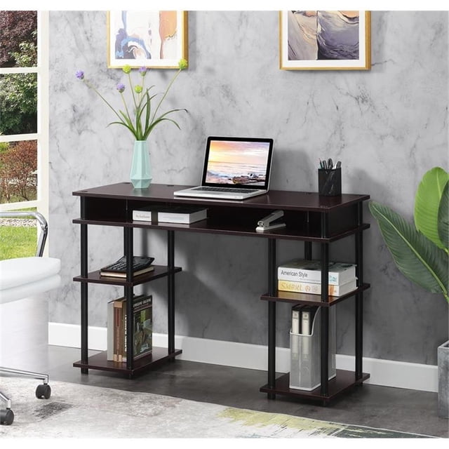 Designs2Go Bureau d'Étudiant Sans Outils avec Étagères, Fini Bois Espresso