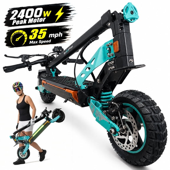 Scoothop G3 Adult Electric Scooter, 2400W Peak Motor, 135Nm Torque, 52V 15Ah 780Wh Battery, 10" Tires, Foldable