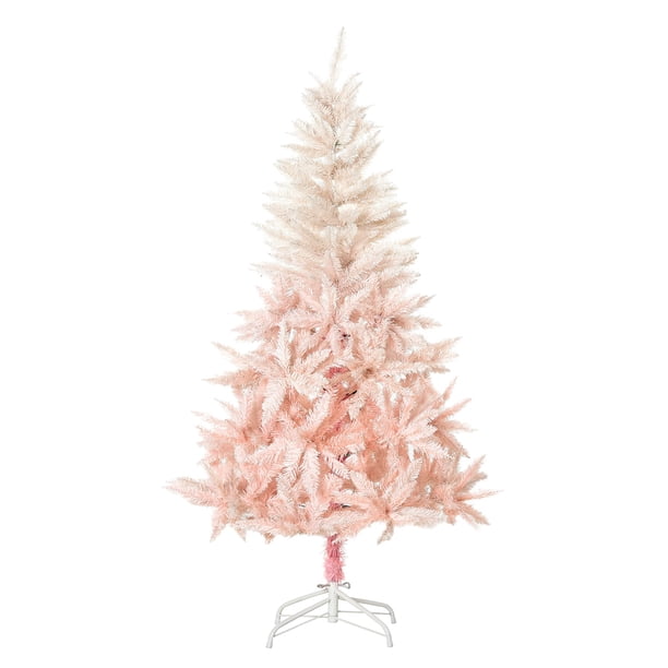 Árbol de Navidad HOMCOM de 1,5 m, abeto artificial, color rosa, sin iluminación