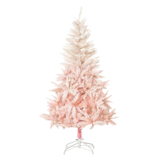 Árbol de Navidad HOMCOM de 1,5 m, abeto artificial, color rosa, sin iluminación
