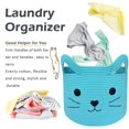 thumbnail image 4 of TACYKIBD Woven Basket 15"Lx14"H Cotton Rope Toy Basket with Cat Design, Cute Animal Basket Gift Basket Large Cat Toy Basket Baby Laundry Basket for Towels, Blankets, Cute Basket for Cat Toys, 4 of 17