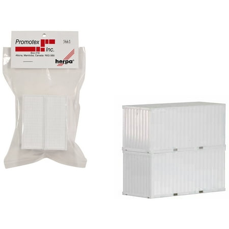 20ft Container White Set of 2 pieces 1/87 (HO) Plastic Model by Promotex