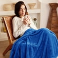 thumbnail image 3 of Exclusivo Mezcla Plush Fuzzy Large Fleece Throw Blanket (50" x 70", Cobalt Blue)- Soft, Warm and Lightweight, 3 of 7