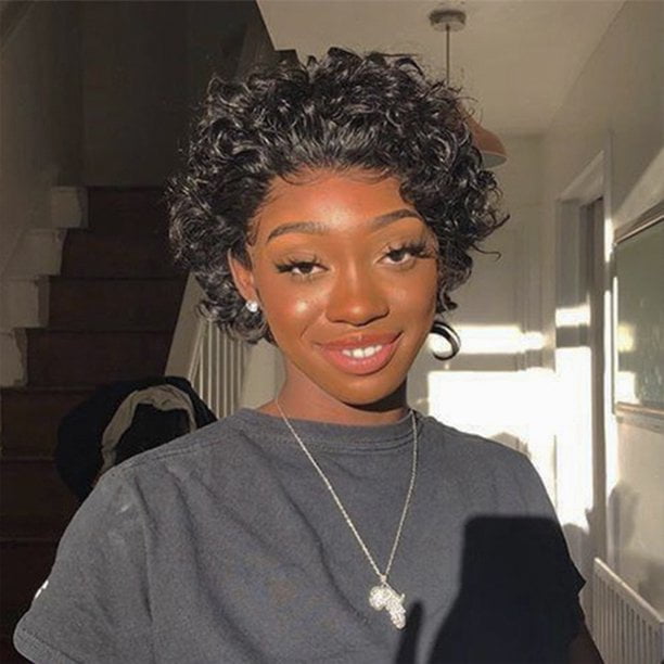 NKTIER Short Curly Hair Wigs,Human Hair Short Pixie Cut Wigs For Black Women Brazilian Human Hair Nautral Color NKTIER Short Curly Hair Wigs,Human Hair Short Pixie Cut Wigs For Black Women Brazilian Human Hair Nautral Color