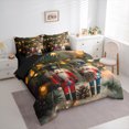 thumbnail image 3 of jejeloiu Vintage Xmas Nutcracker 7-Piece Bedding Comforter Set,Rustic Pine Cone King Bedding Sets,Happy New Year Bed Sheets For Adults,Ultra Soft Home Decor Reversible, 3 of 8