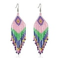 thumbnail image 1 of Pendientes de borlas de cuentas largas - Cuentas de colores boho Pendientes de borlas de cuentas hechas a mano, 1 of 5