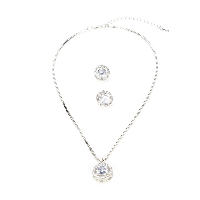 Conjunto de joyería Jadeshay brillante para mujer con Collar y pendientes de aleación