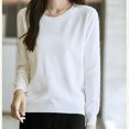 thumbnail image 7 of Wyobmus Women's Basic Mock Neck Sweater Loose Fit Solid Color Rib Knit Long Sleeve Sweater Top C-White, 7 of 7