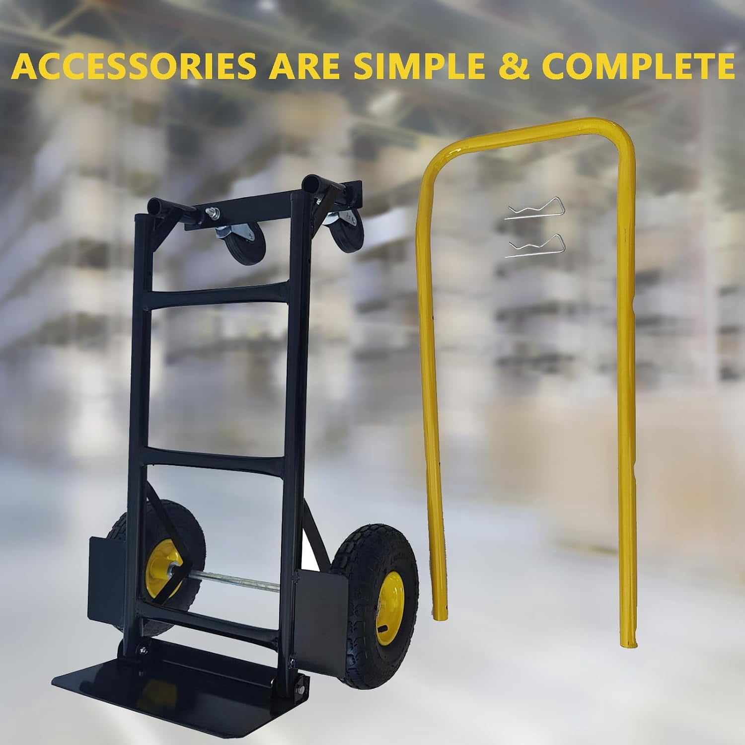 Accreate 4-Wheel Convertible Hand Truck, 2-in-1 Platform Dolly with Solid Tires, Functions as 2-Wheel Dolly Cart or 4-Wheel Push Cart for Moving in Warehouse, Garden, or Grocery