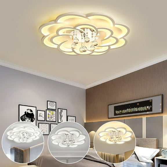 Modern Acrylic LED Ceiling Light Crystal Flower Shaped Chandelier Lamp Fixture For Lighting Living Rooms, Dining Rooms, Studies, Bedrooms