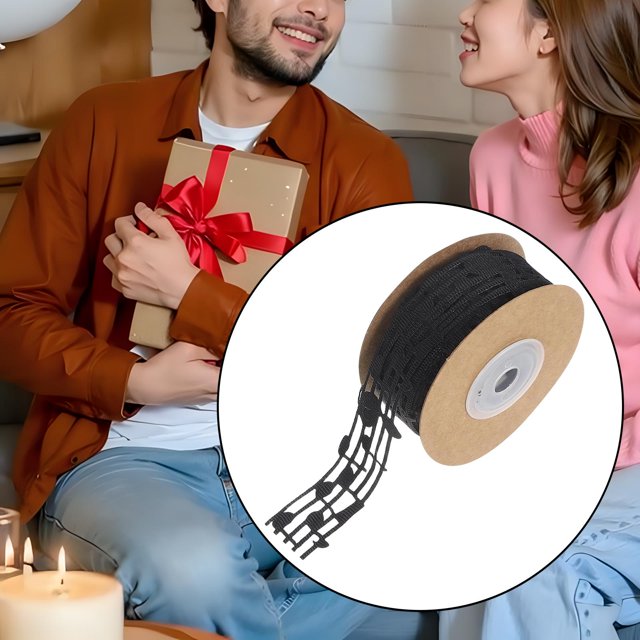 Elodie Music Note Ribbon Craft Ribbon Solid Color Polyester 10 Yards for Wedding Winter Black