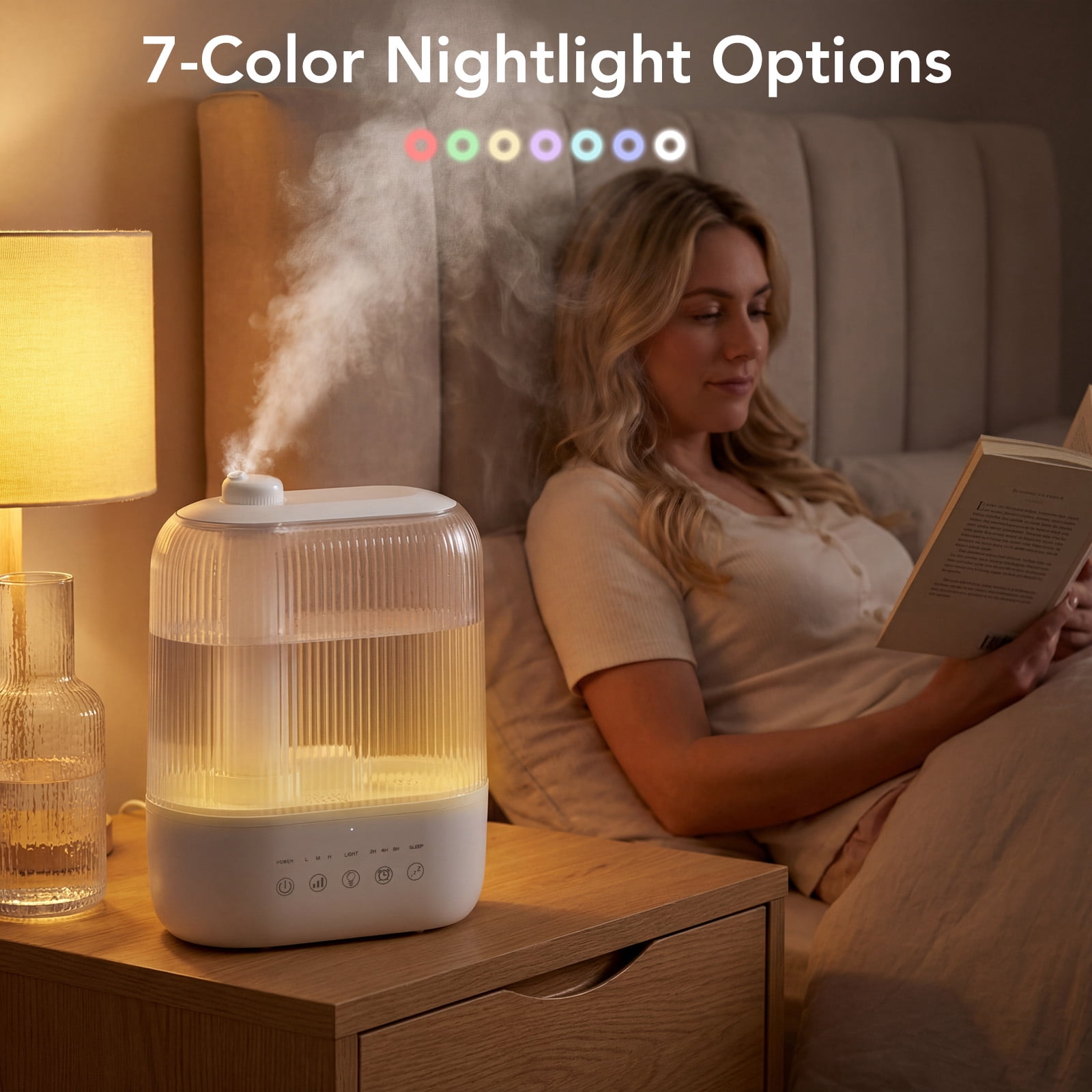 CRZOE 3L Top Fill Humidifier for Bedroom, Smart Humidity Control, Quiet Ultrasonic Cool Mist with 360° Nozzle, 7-Color Light & Essential Oil Diffuser for Home Baby Room