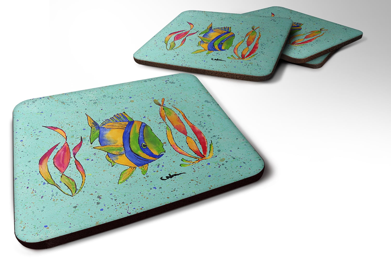 Set of 4 Tropical Fish Foam Coasters