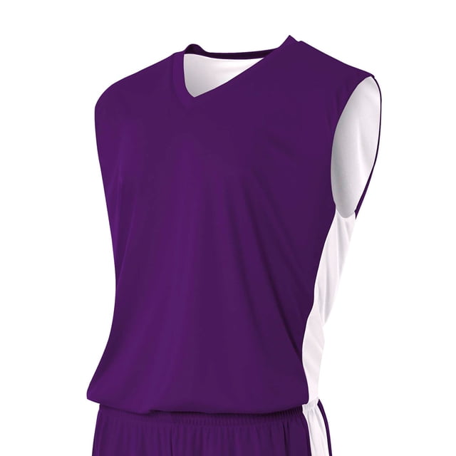 Camisa muscular reversible para control de la humedad para adultos MORADO/ BLANCO L A4 N2320