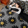 thumbnail image 4 of jejeloiu Cartoon Flower 7-Piece Twin Bedding Sets,Black Daisy Floral Bedding Comforter Set For Girls Women Reversible, 4 of 8