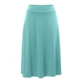 thumbnail image 3 of Linfrsh Women's Solid Lightweight Flare Midi Pull On Closure Skirt Plus Size Mint Green,L, 3 of 5