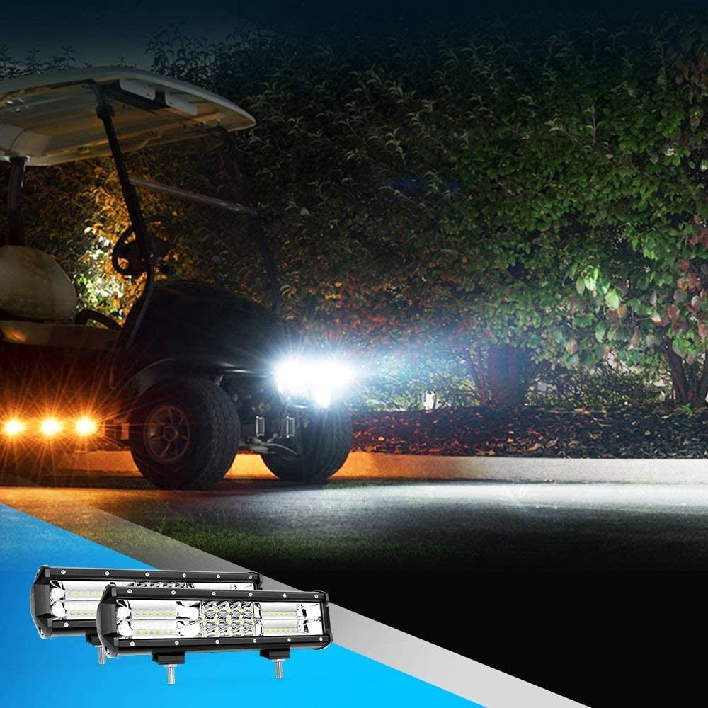Nilight LED Light Bar 2PCS 12Inch Triple Row Flood Spot Combo Beam Super Bright Led Bar Driving Lights Boat Lights Led Off Road Lights for Trucks,2 Years Warranty