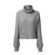 thumbnail image 3 of Gibobby Suéteres mujer, Suéter de cuello alto para mujer, de punto trenzado, de color sólido, de punto(Gris,XG), 3 of 4