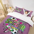 thumbnail image 3 of Erosebridal Colorful Plaid Grid Duvet Cover Set,Football Soccer Sport Shoe Bedding Full For Kids,Reversible 3 Pieces,No Comforter, 3 of 6
