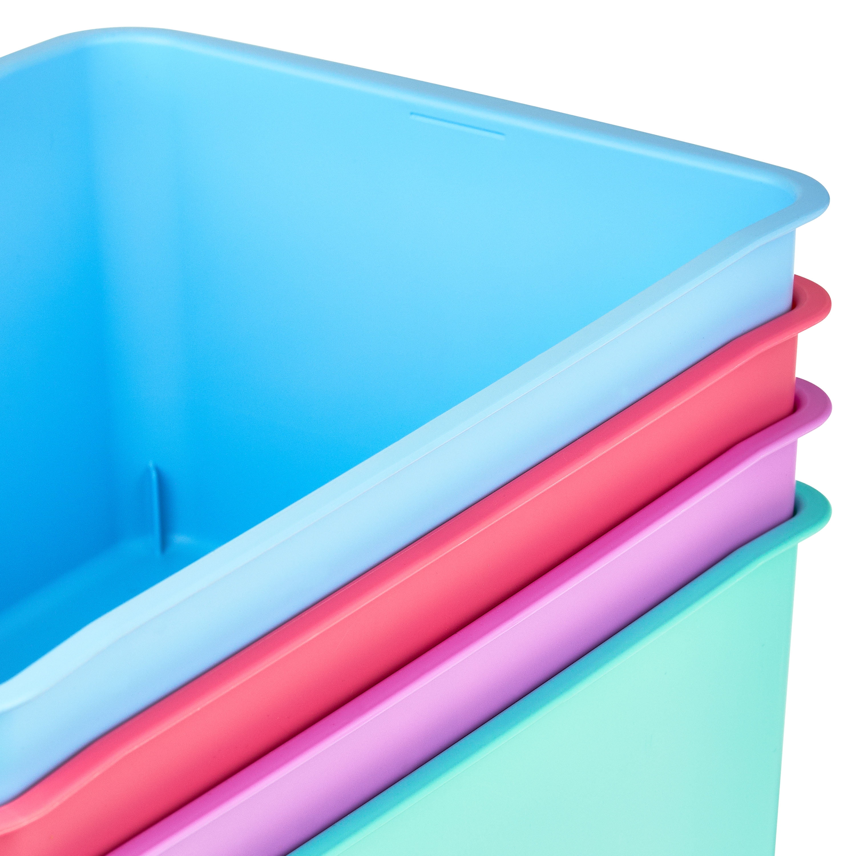 Pen+Gear Small Plastic Desktop Organizer Cubby Bin, Sky Blue, 8-Pack