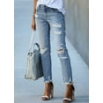 Asyoly Women High Waisted Destroyed Jeans Raw Hem Distressed Ripped