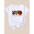 thumbnail image 4 of T-Shirt Décontracté pour Femmes avec Imprimé Cœur et Basketball, Col Rond, Manches Courtes - Polyester Respirant, Lavable en Machine, Coloré, Col Rond, Style Décontracté, Printemps/été/automne, 4 of 7