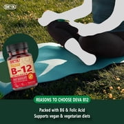 DEVA Vegan Vitamin B12 Fast Dissolve Supplement - Once-Per-Day Complex with 1000 Mcg Methylcobalamin B12, Folic Acid, B6 - Lemon Flavor - 90 Dissolvable Tablets,