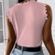 thumbnail image 4 of Top sin mangas para mujer, camiseta sin mangas con encaje Floral y cuello redondo, Color puro, para fiesta diaria, citas y viajes, 4 of 6