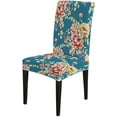 thumbnail image 3 of Floral Redand Yellow On A Turquoise Color Dining Chair Covers Set of 4,Stretch Parsons Chair Slipcovers Universal Removable Washable Chair Seat Covers Protector for Dining Room,Kitchen, 3 of 6