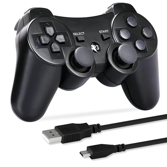 XYCCA Wireless Controller Compatible with PS3, Controller Replacement for PS3 with Upgraded High-Precision Joystick, Wireless Remote Gamepad with Charger Cable (Black)
