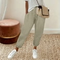 thumbnail image 4 of QSXADF Women's High Waist Pants Casual Straight Leg Pants Stretch Straight Leg Pants with Drawstring Elastic Waistband for Daily Comfortable Summer Women's Casual Long Trousers, 4 of 6