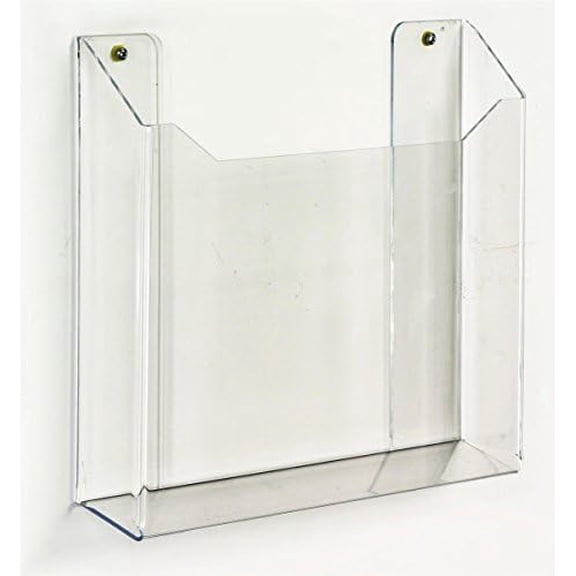 Single Pocket, Clear Acrylic, Wall Mounted Newspaper Display Rack, Frameless Design, Polished Edges, Includes Mounting Hardware, 13-3/8 x 11-/2 x 2-/4-Inch - Sold in A Set of 2