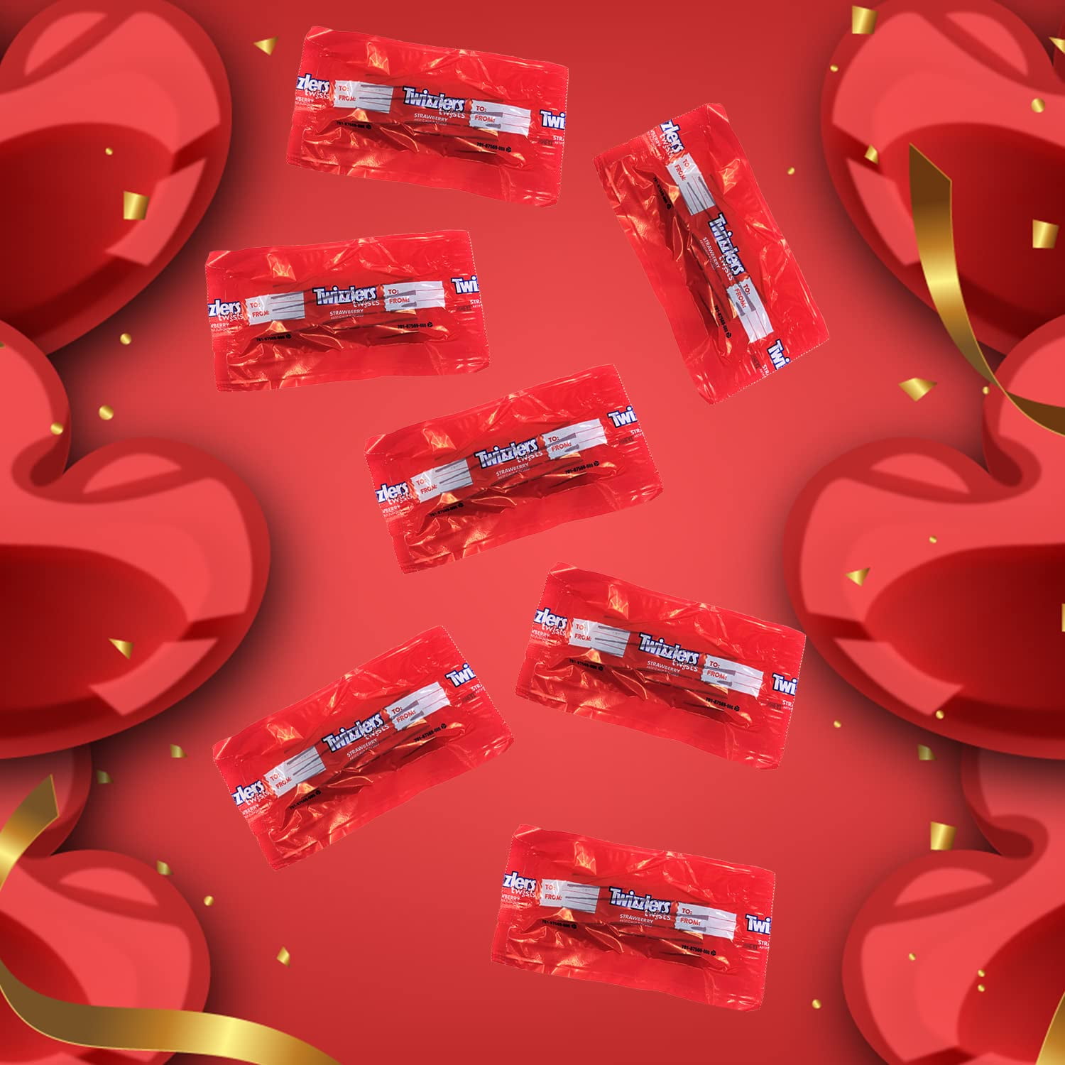 Twizzlers Strawberry Twists, 3 Lb Bulk, Addressable Strawberry Twizzlers Twists Licorice Candy, Mini Snack Size with To and From Labels for Parties and Birthdays