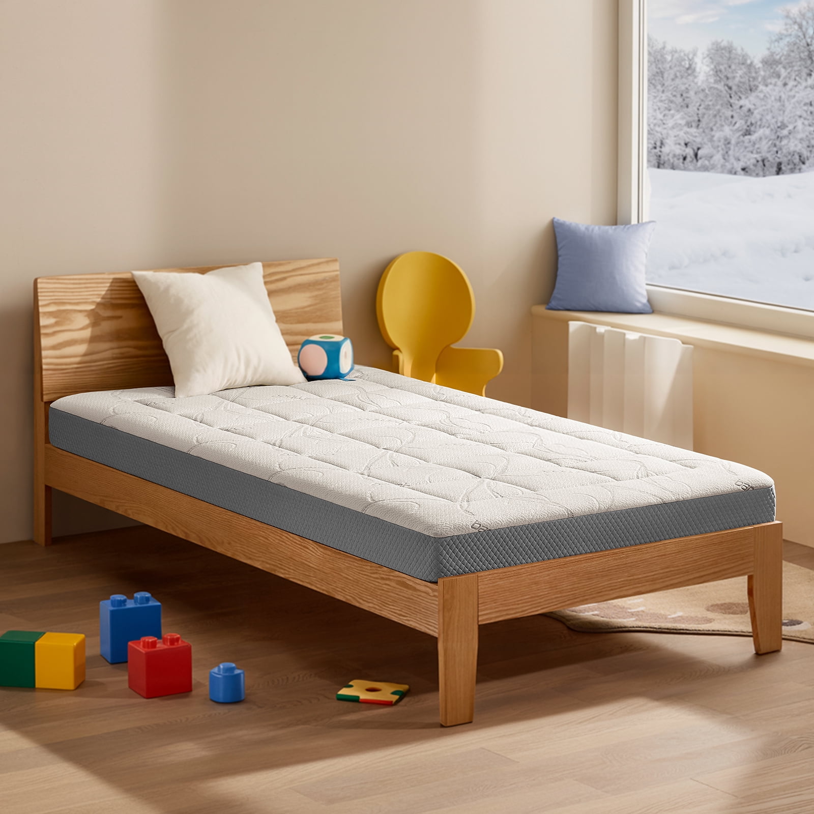 6 Inch Twin Mattress with Gel Memory Foam, Medium Firm- CertiPUR-US Certified, Bed in a Box for Easy Setup,Cooling Ventilated Foam, Pressure Relief & Washable White Cover