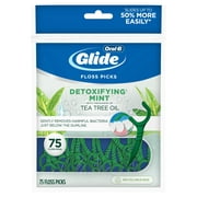 Oral-B Glide Detoxifying Mint Dental Floss Picks Infused with Tea Tree Oil, 75 Count