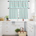 thumbnail image 3 of Abstract Waves Kitchen Curtains Valances and Tiers Set of 3 Teal Green Grey Water Ripple Stripes Tier Curtains and Valance with Rod Pocket for Small Windows, 27.5"x24", 3 of 9