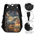 thumbnail image 3 of Pofeuu Starry Sky White Horse Print Storage Laptop Backpack with USB Charging Port[Water Resistant] College Computer Bookbag Fits, 3 of 7