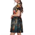 thumbnail image 2 of Haiem Floral Dreamcatcher Elegance Pattern Women's Short-Sleeve Scoop Neck Swing Dress, 2 of 6