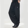 thumbnail image 4 of Akiihool Wide Leg Pants for Men Men's Straight Fit Stretch Cargo Pant Casual Winter Pants Black,M, 4 of 7