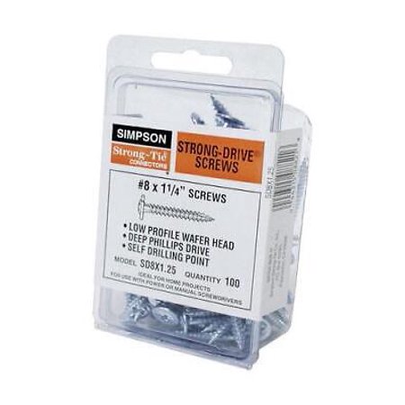 

2PC Simpson Strong-Tie Strong-Drive No. 8 S X 1-1/4 in. L Phillips Wafer Head Connector Screw 0.6 lb 10