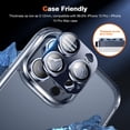 thumbnail image 7 of Camera Lens Protector Compatible with iPhone 15 Pro Max/iPhone 15 Pro, 9H Tempered Glass Screen Protector, Metal Protective Lens Cover for iPhone 15 Pro Max/iPhone 15 Pro - Deep Blue, 7 of 7