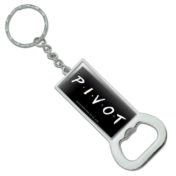 Friends PIVOT Keychain Rectangle Chrome Plated Metal Bottle Cap Opener