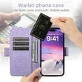 thumbnail image 3 of Dteck for iPhone 12 Pro Max Magnetic Wallet Case, Shockproof Flip Cover Card Holder Wallet Card Holder Folio Case, Mag Safe Compatible Wallet RFID Blocking,purple, 3 of 7