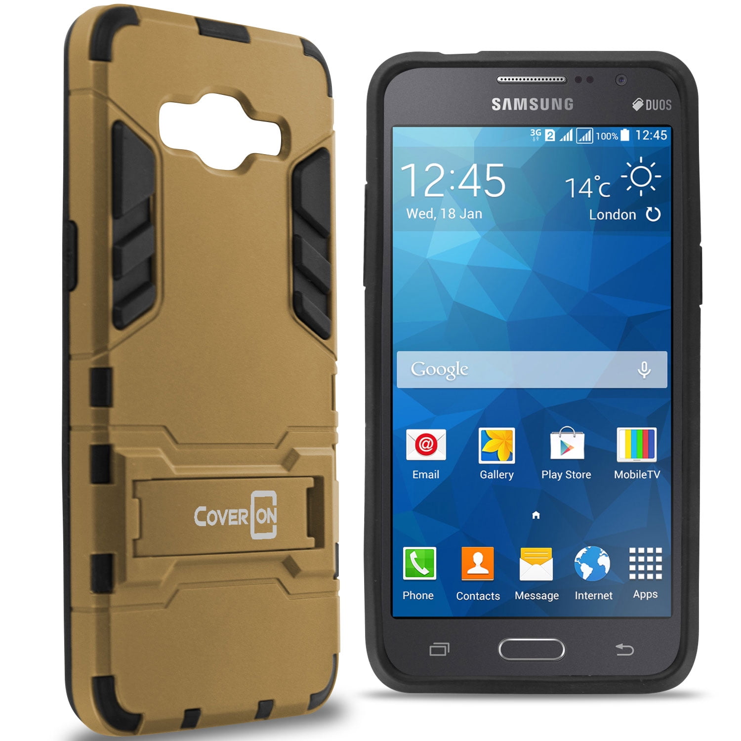 veeg glas Voorwaarden CoverON Samsung Galaxy Grand Prime / Go Prime Case, Shadow Armor Series  Hybrid Kickstand Phone Cover - Walmart.com